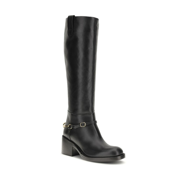 Black Calf Leather Bos Taurus Lace-Up Boots Chloé