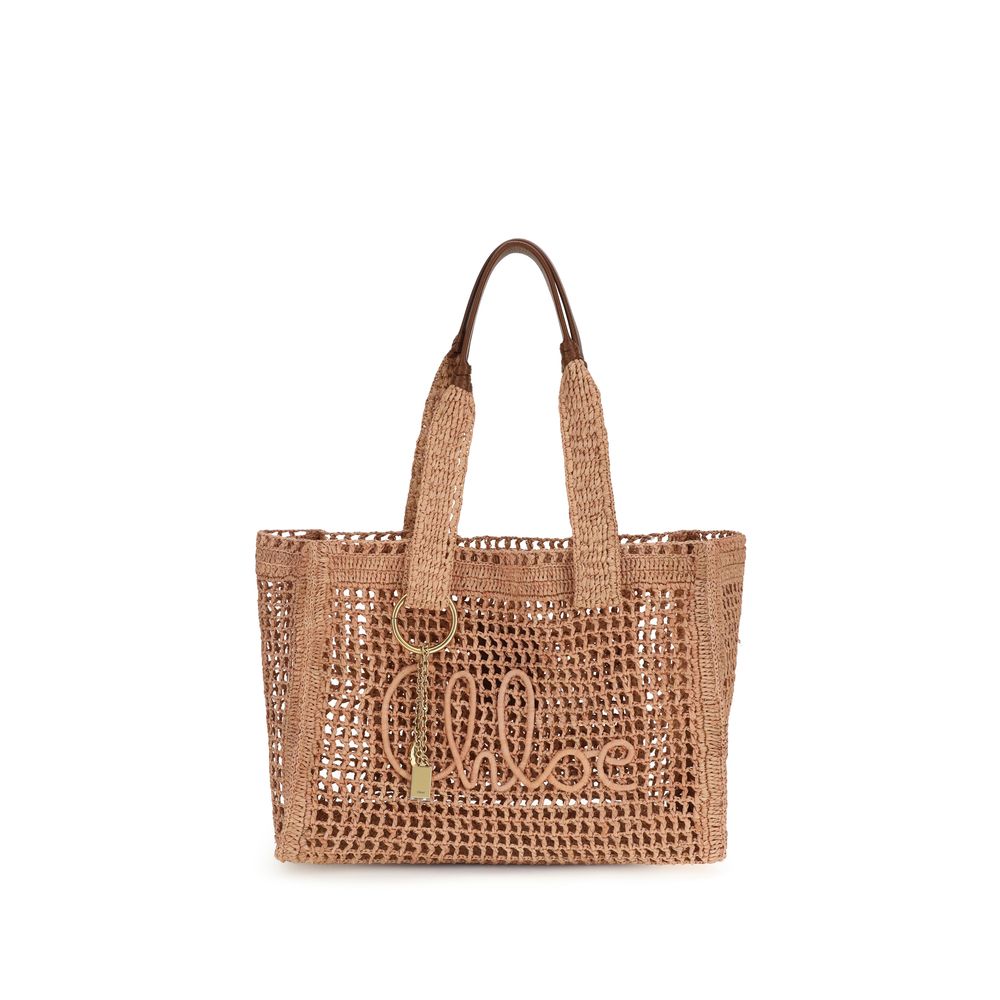 Beige Raffia Shoulder Bag Chloé