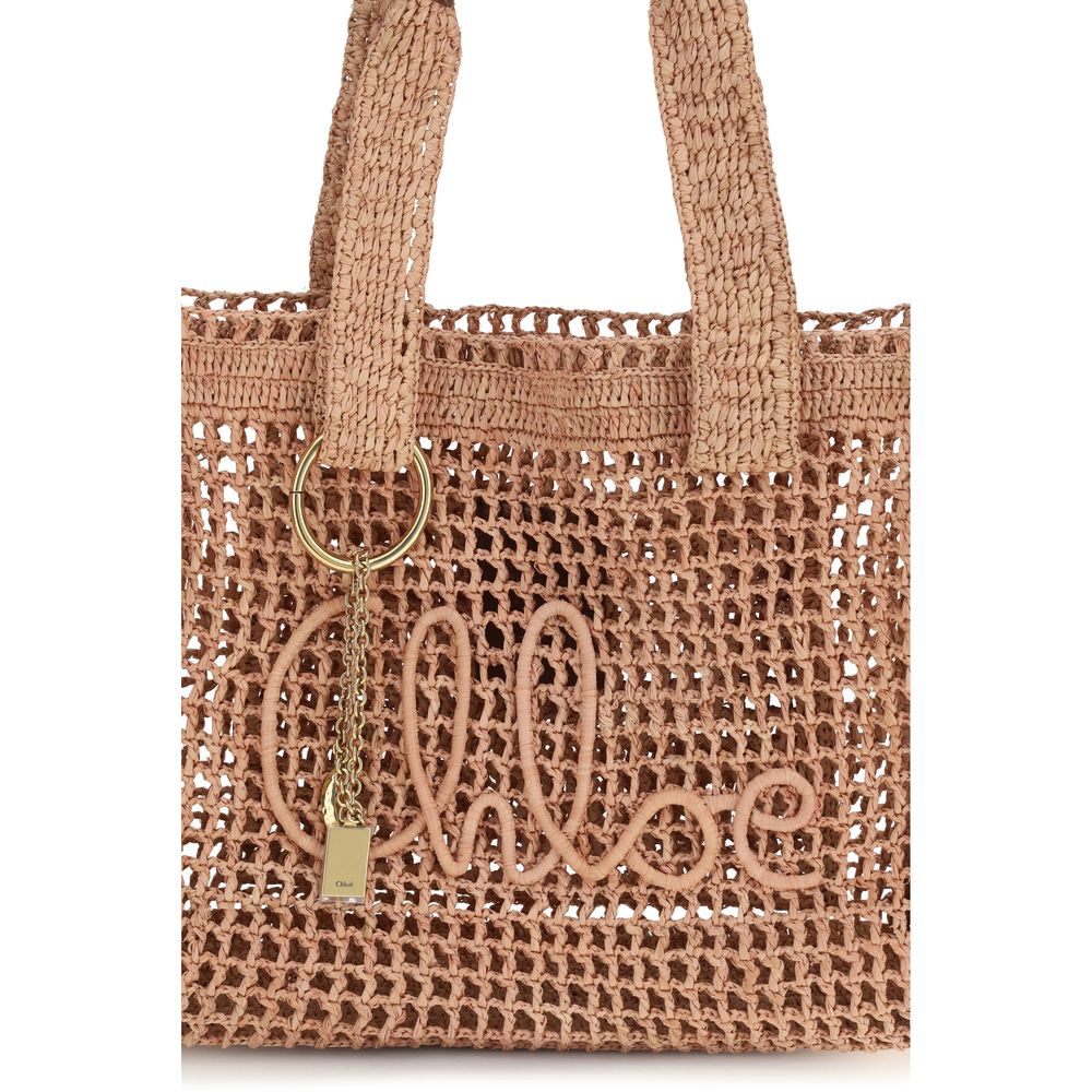 Beige Raffia Shoulder Bag Chloé