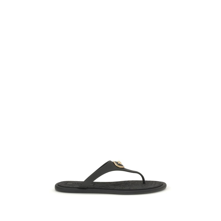 Black Rubber Flip-Flop Sandals Versace