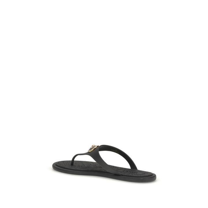 Black Rubber Flip-Flop Sandals Versace