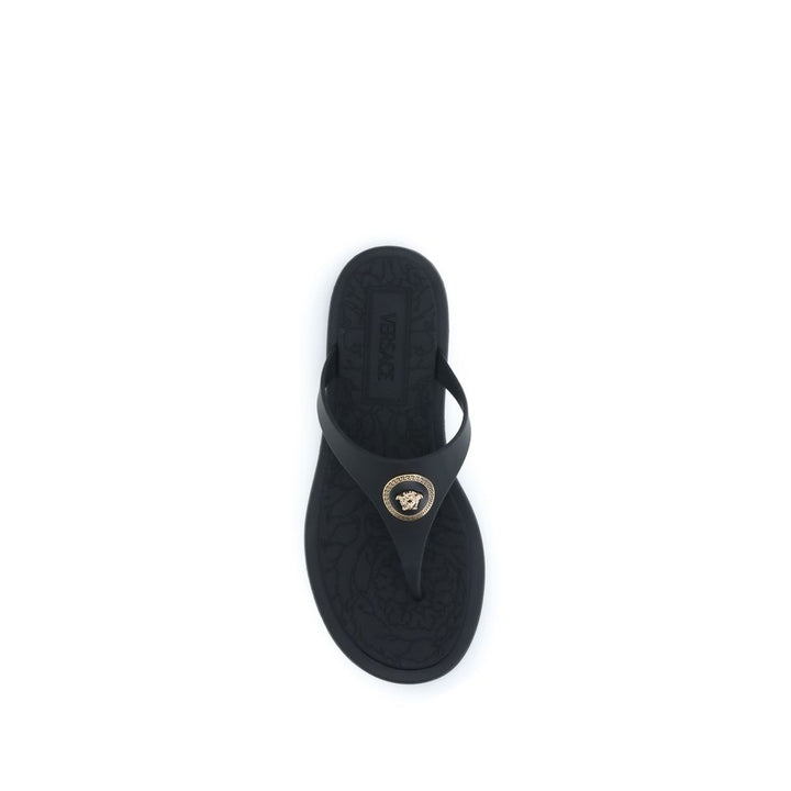 Black Rubber Flip-Flop Sandals Versace