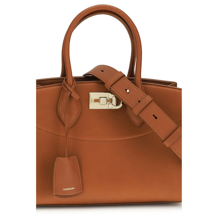 Brown Calf Leather Bos Taurus Handbag Ferragamo