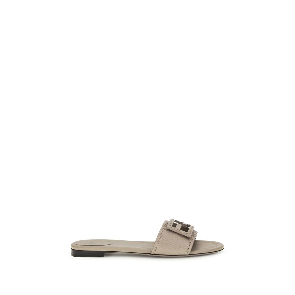 Gray Calf Leather Bos Taurus Flat Sandals Fendi