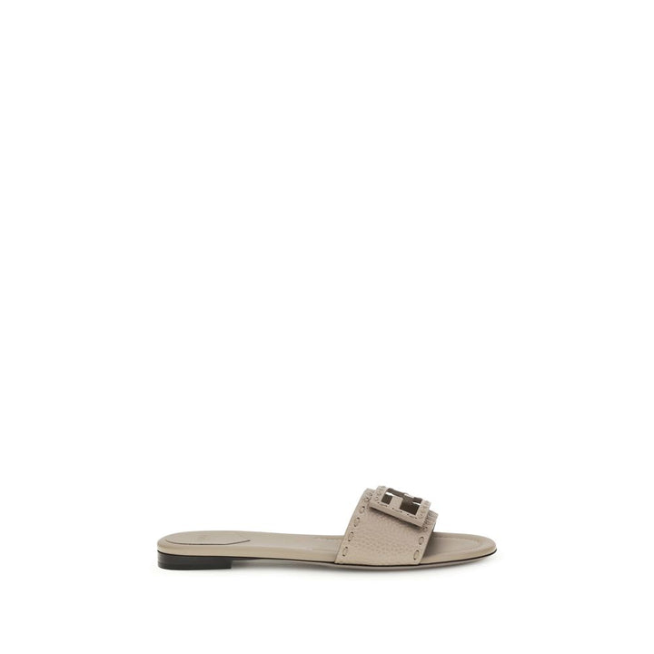 Gray Calf Leather Bos Taurus Flat Sandals Fendi