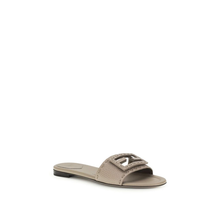 Gray Calf Leather Bos Taurus Flat Sandals Fendi