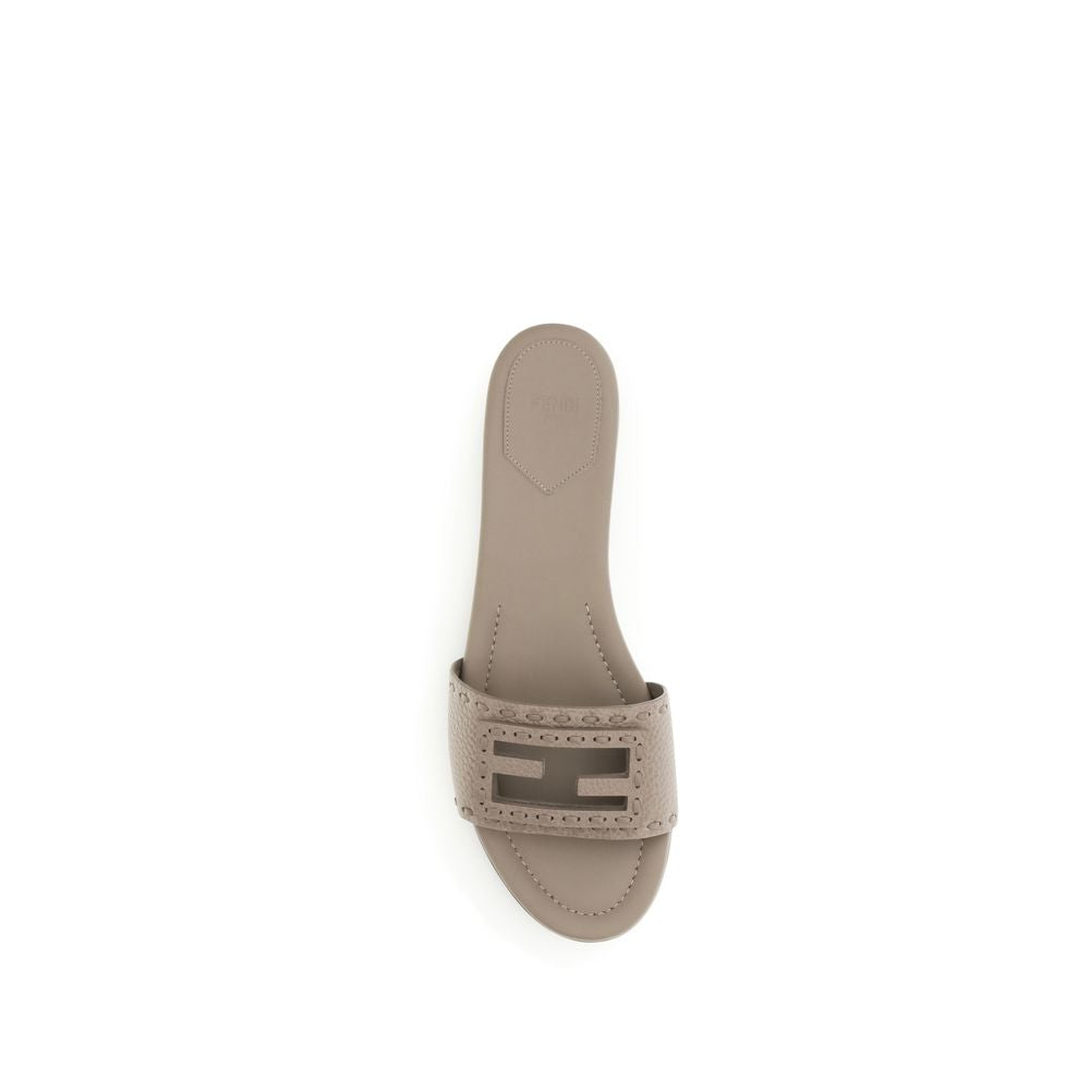 Gray Calf Leather Bos Taurus Flat Sandals Fendi