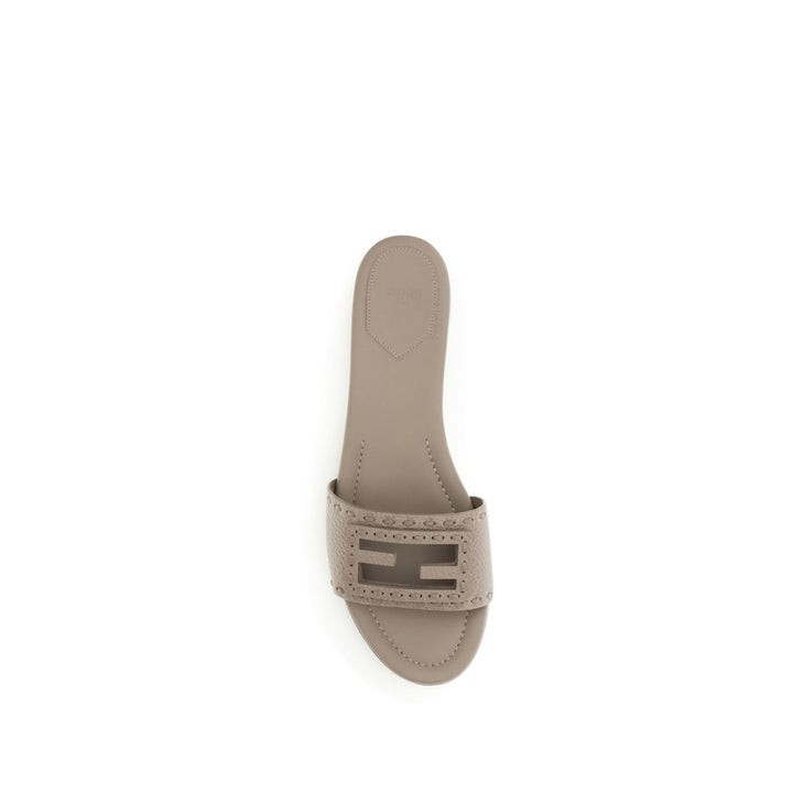 Gray Calf Leather Bos Taurus Flat Sandals Fendi