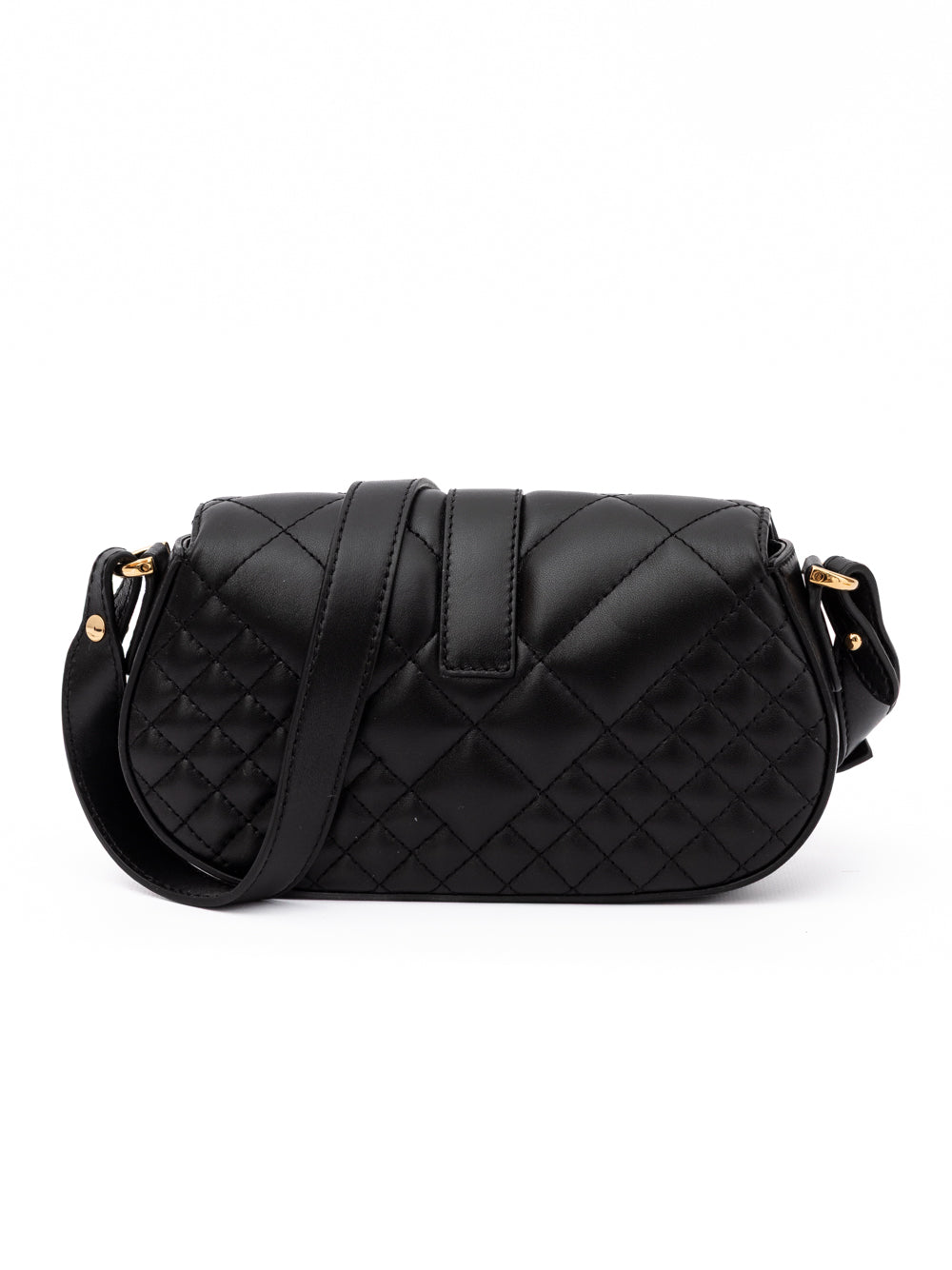 Black Leather Quilted Shoulder Strap Bag Versace