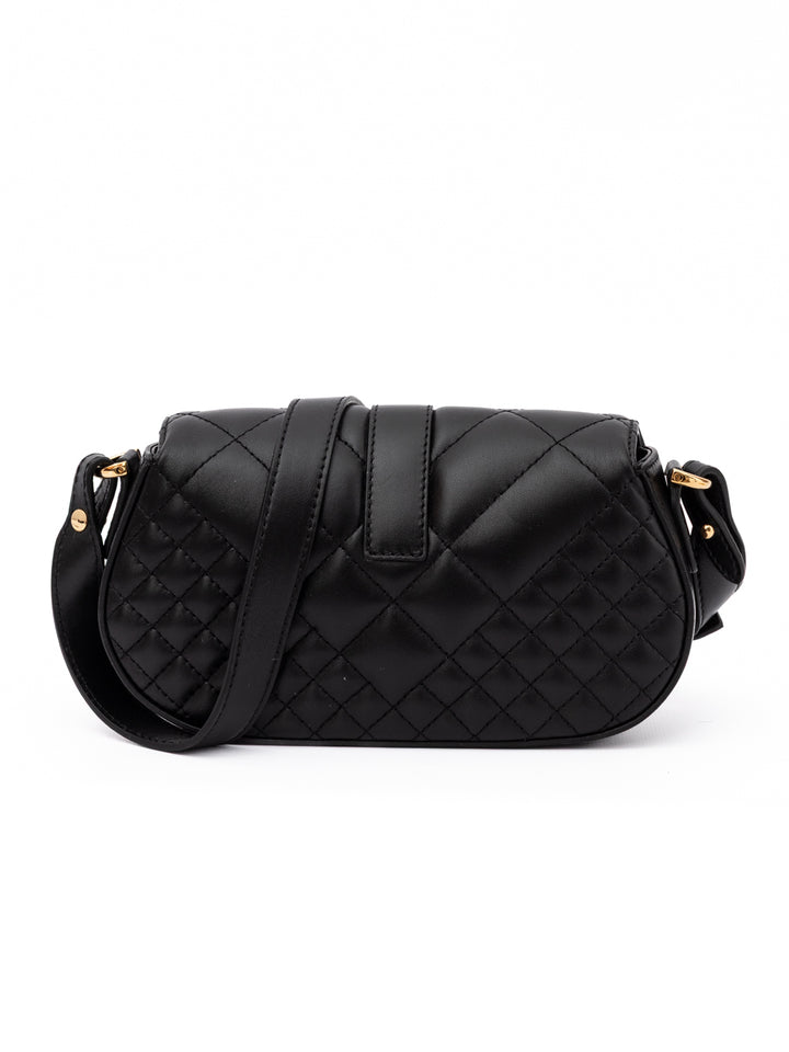 Black Leather Quilted Shoulder Strap Bag Versace