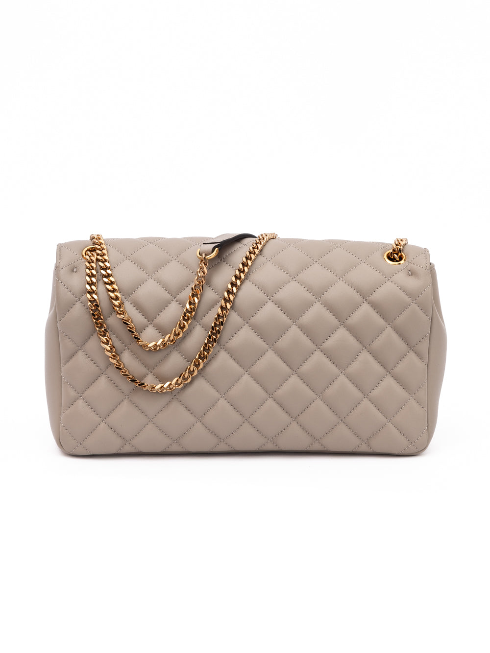 Taupe Quilted Leather Shoulder Strap Bag Versace