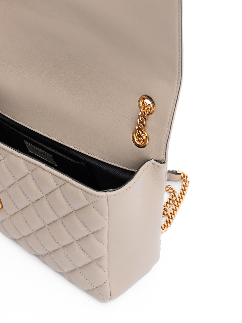Taupe Quilted Leather Shoulder Strap Bag Versace