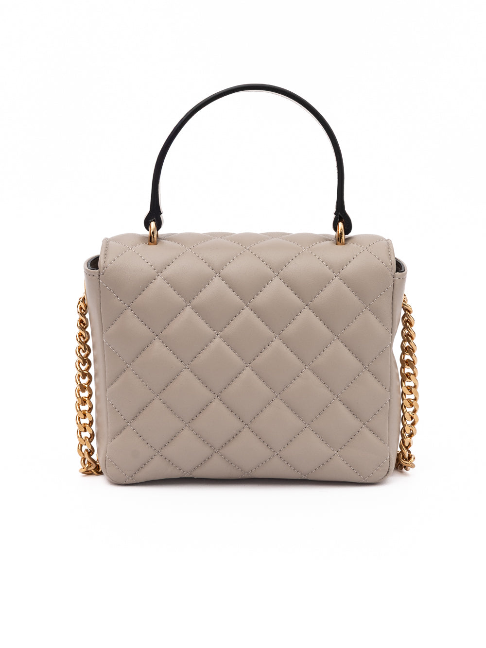 Taupe Quilted Leather Handbag Versace