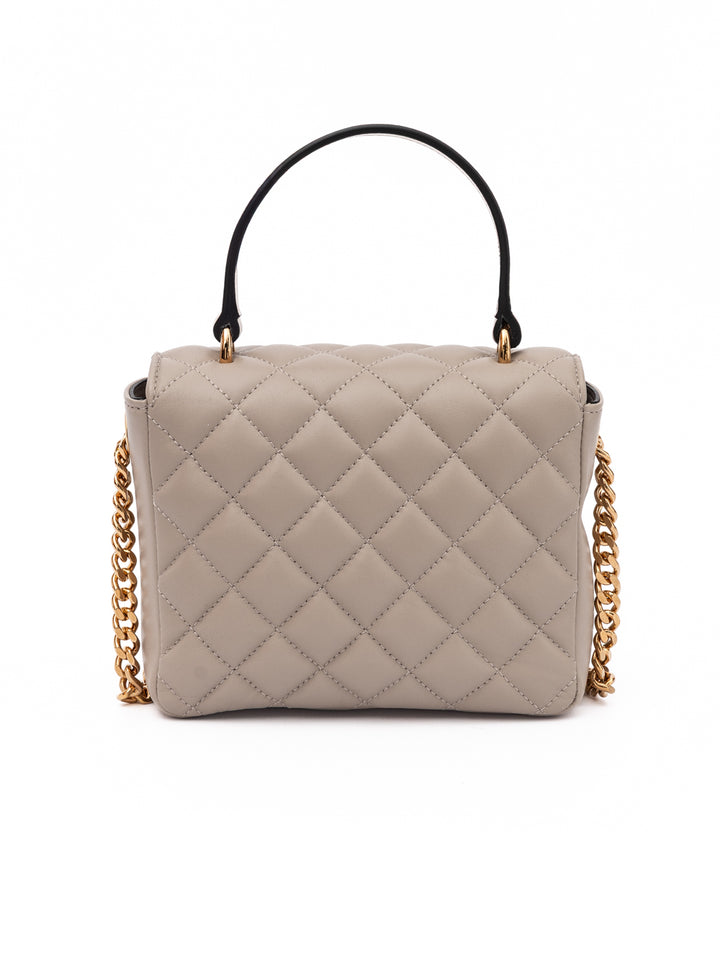 Taupe Quilted Leather Handbag Versace