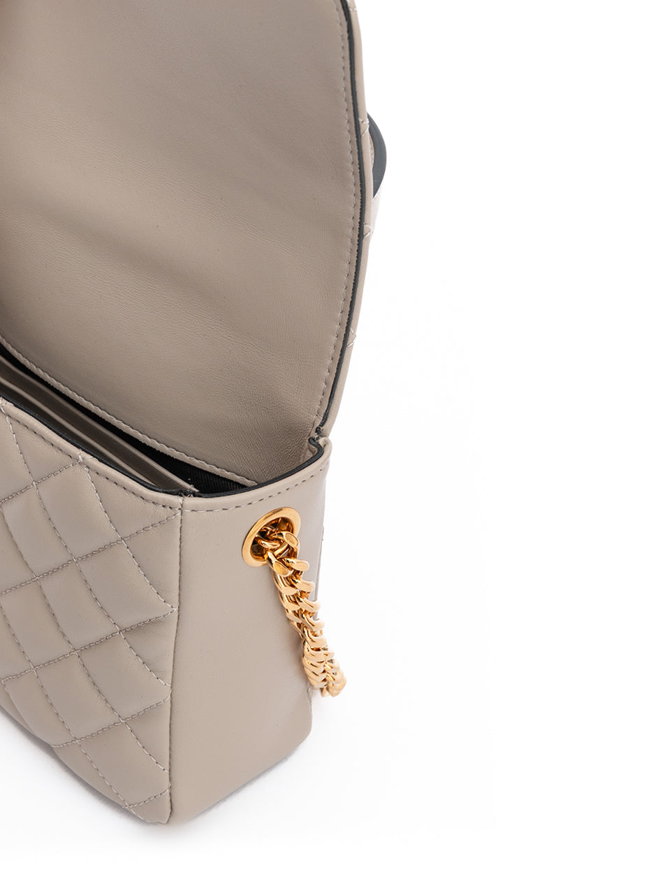 Taupe Quilted Leather Handbag Versace