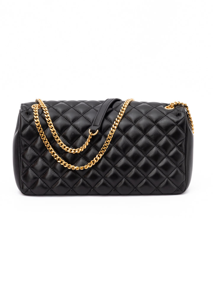 Black Quilted Leather Shoulder Strap Bag Versace
