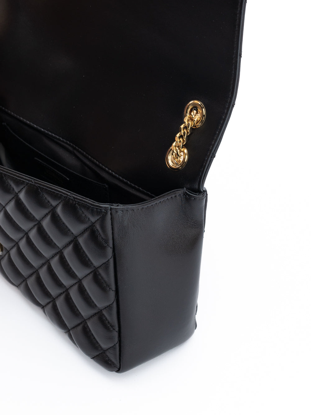 Black Quilted Leather Shoulder Strap Bag Versace