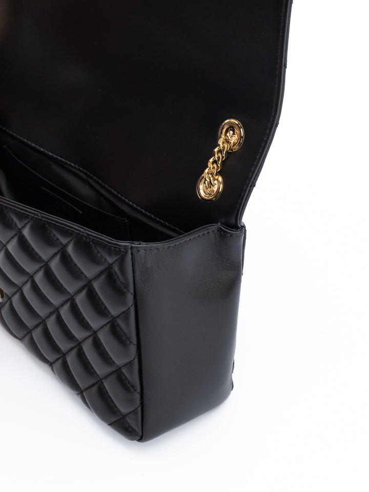 Black Quilted Leather Shoulder Strap Bag Versace