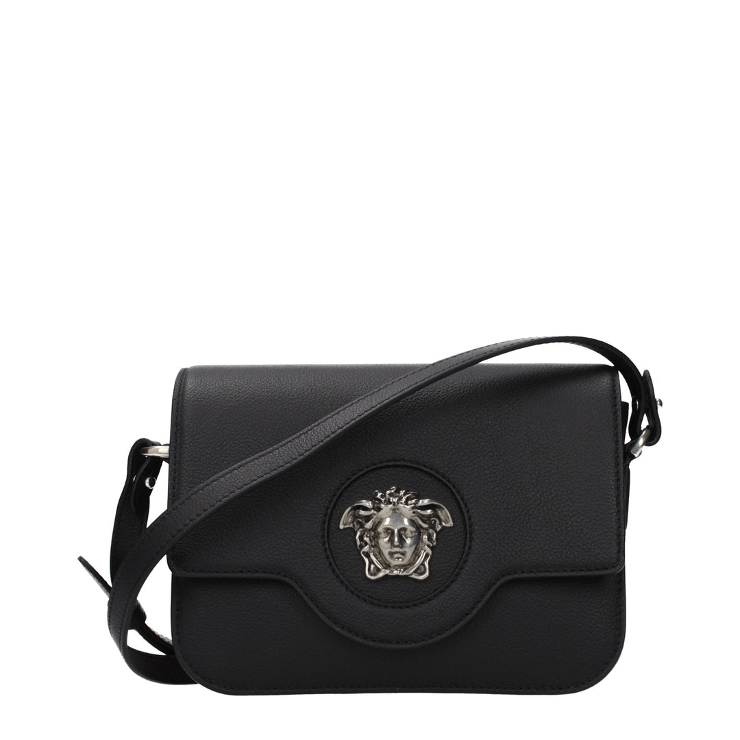 Black Leather Crossbody Bag Versace