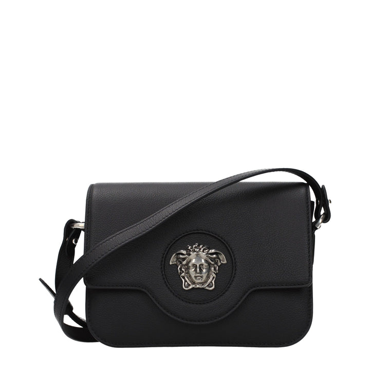 Black Leather Crossbody Bag Versace