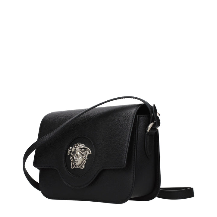 Black Leather Crossbody Bag Versace