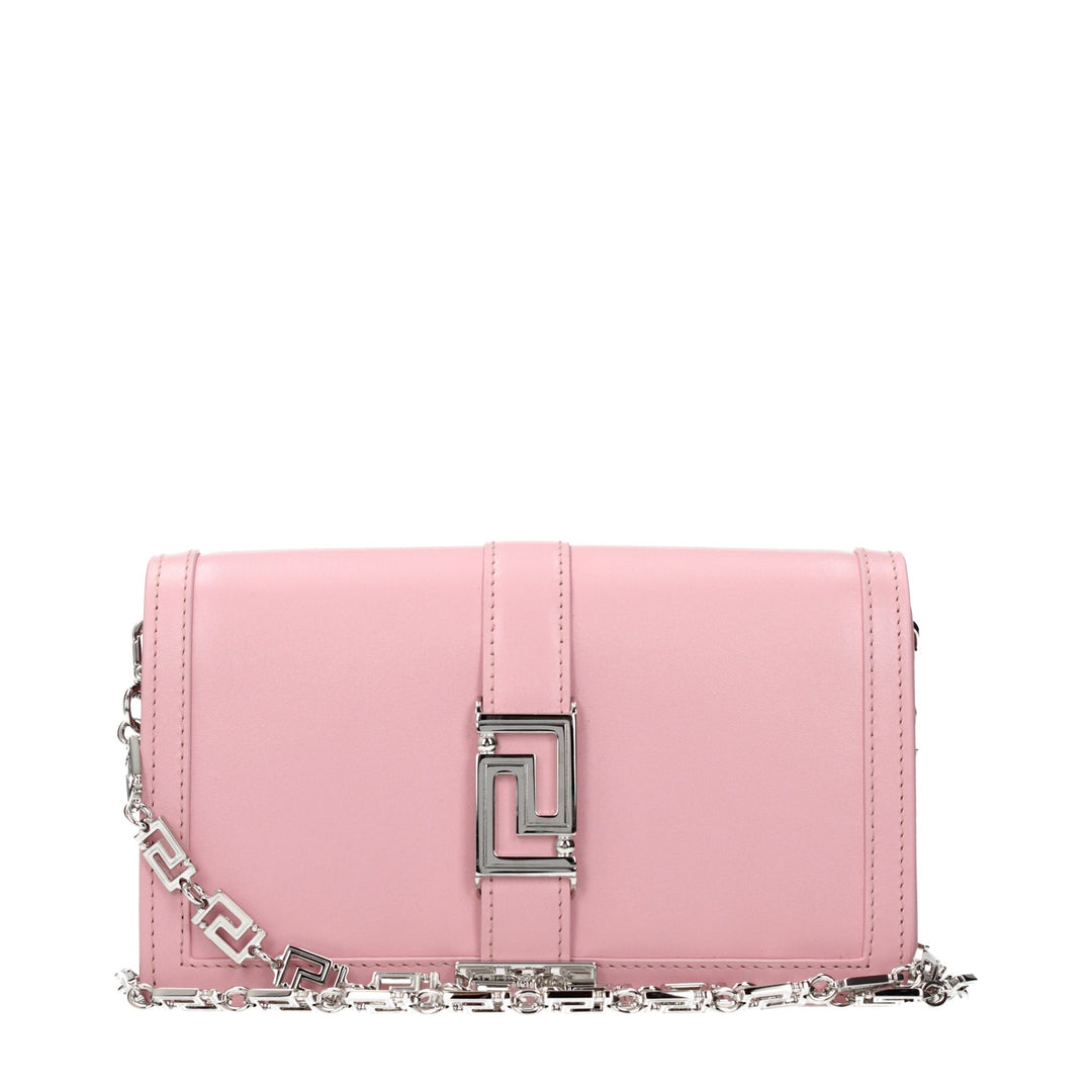 Pink Leather Shoulder Bag Versace