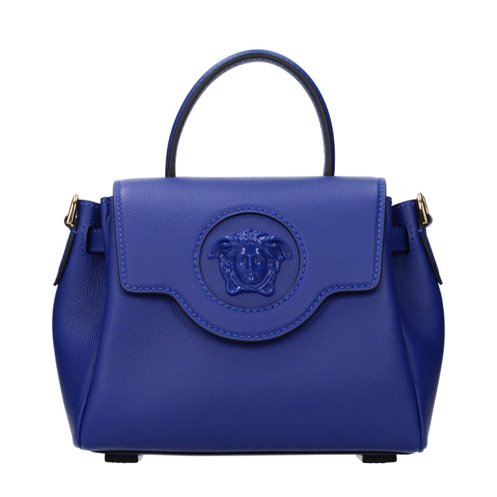 Blue Leather Handbag Versace