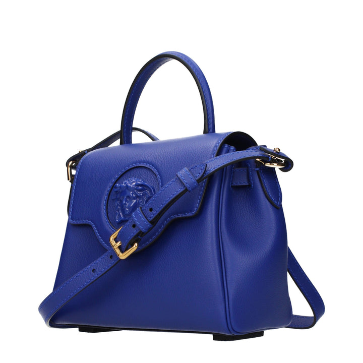 Blue Leather Handbag Versace
