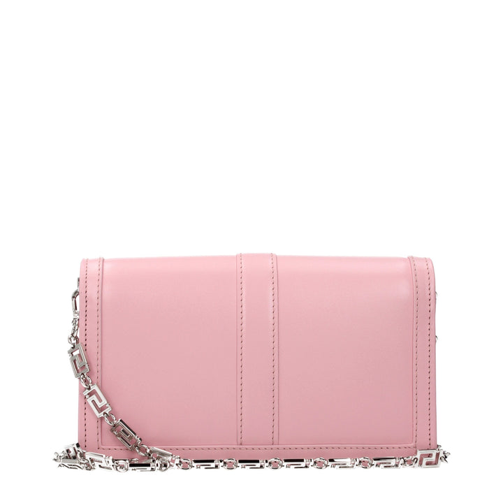 Pink Leather Shoulder Bag Versace