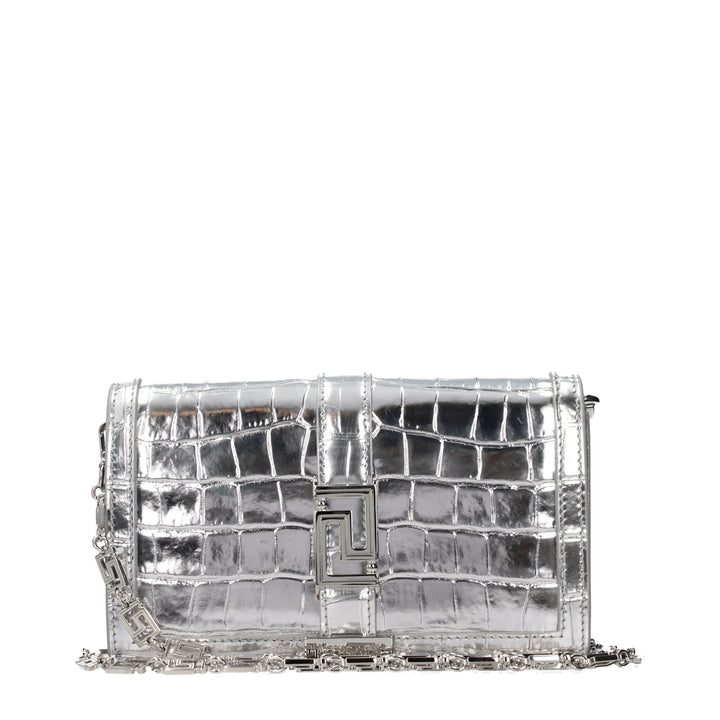 Gray Leather Crossbody Bag Versace
