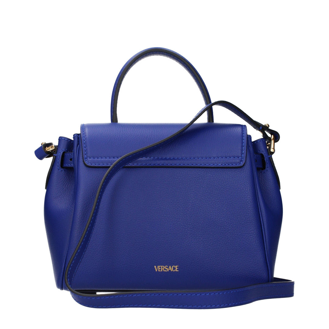 Blue Leather Handbag Versace
