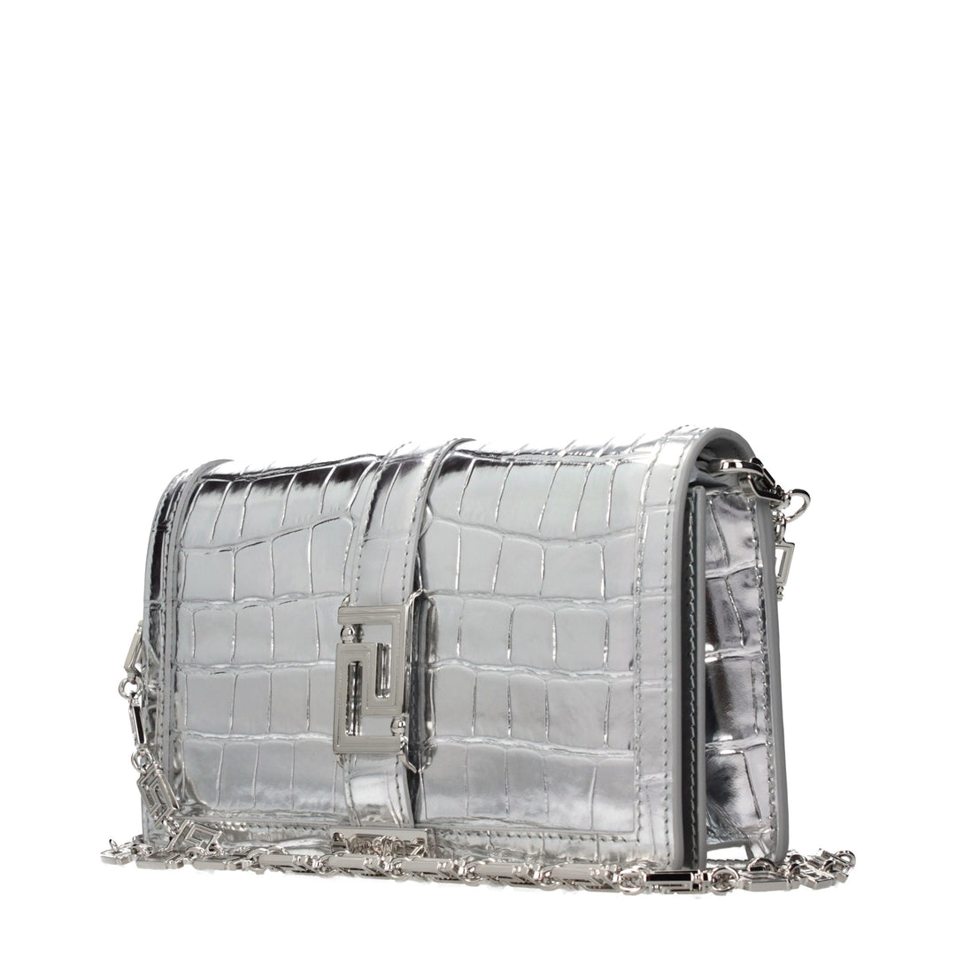 Gray Leather Crossbody Bag Versace