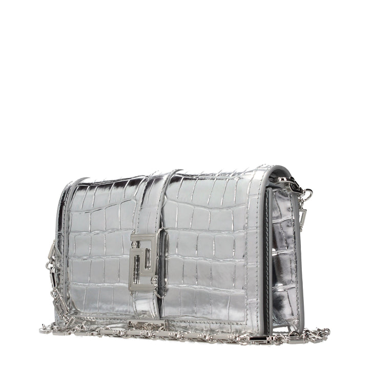 Gray Leather Crossbody Bag Versace