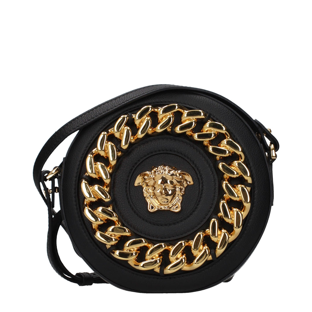 Black Leather Crossbody Bag Versace