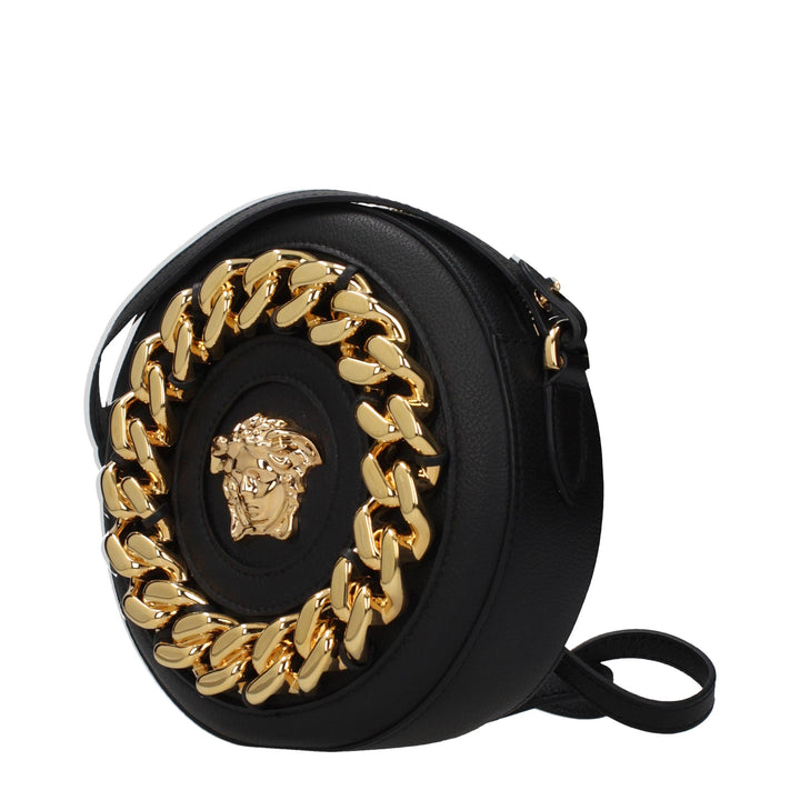 Black Leather Crossbody Bag Versace