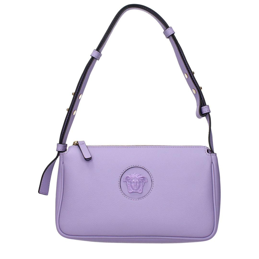 Purple Leather Shoulder Bag Versace