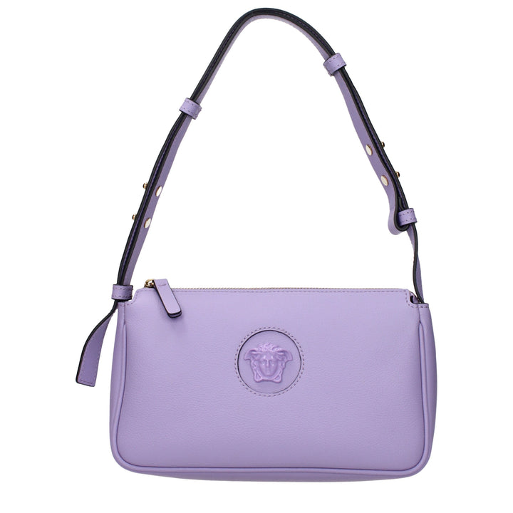 Purple Leather Shoulder Bag Versace