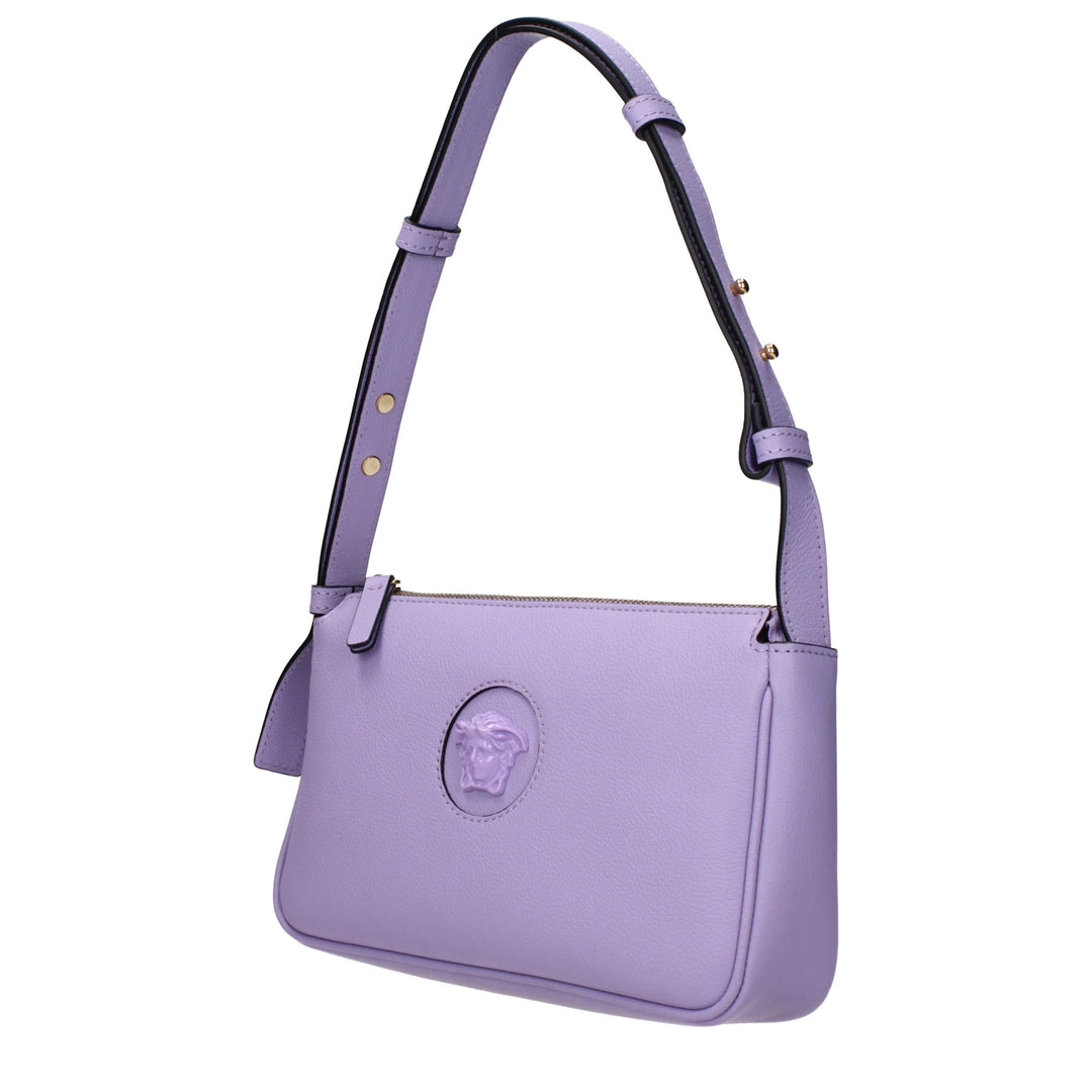 Purple Leather Shoulder Bag Versace