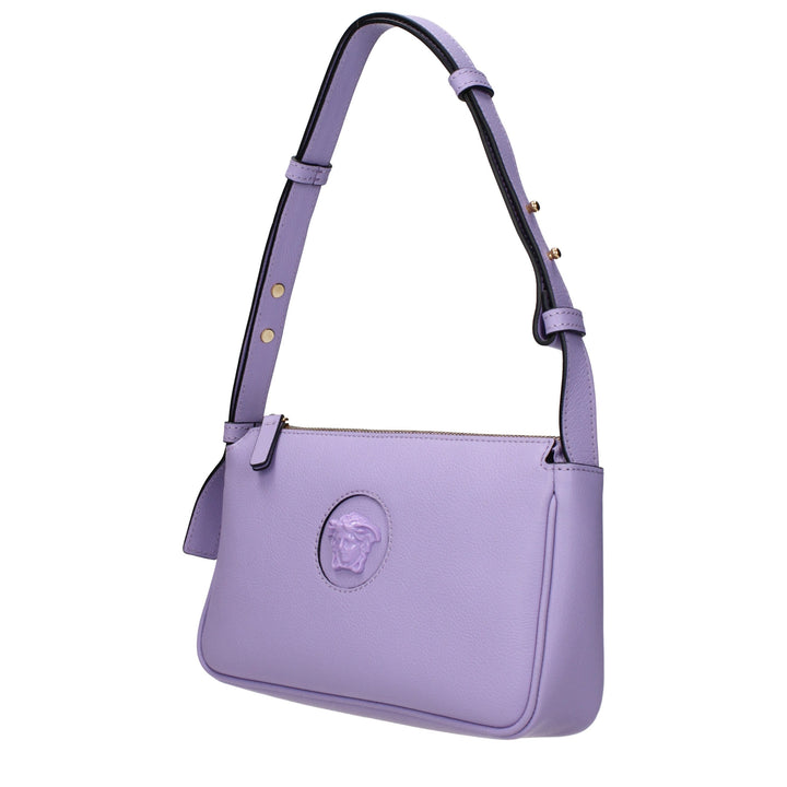 Purple Leather Shoulder Bag Versace