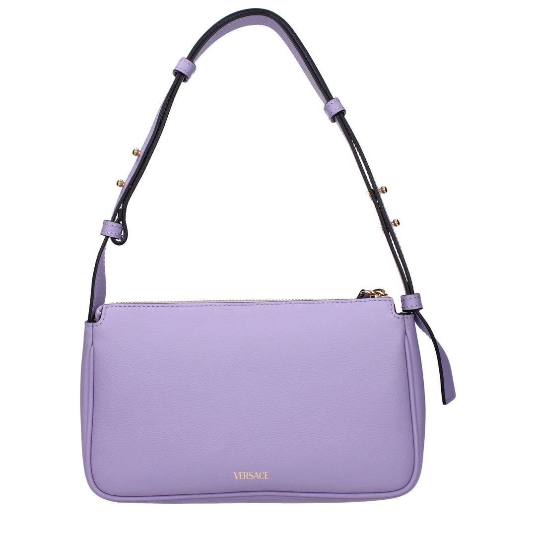 Purple Leather Shoulder Bag Versace