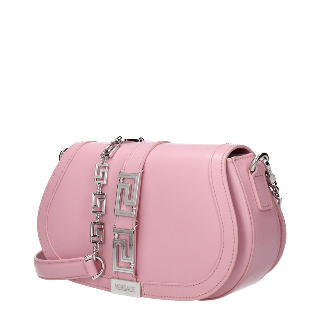 Pink Leather Shoulder Bag Versace