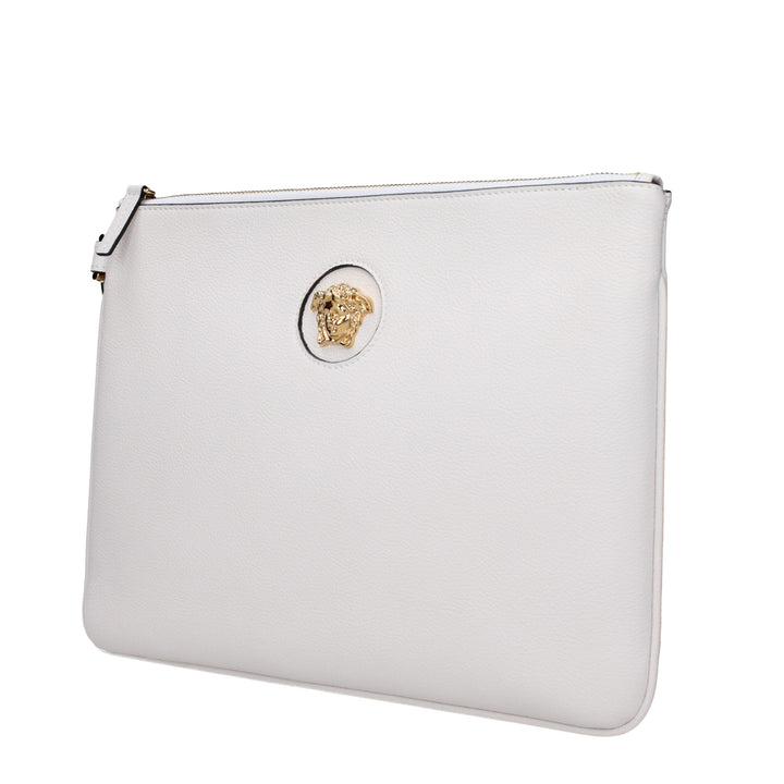 White Leather Clutch Bag Versace