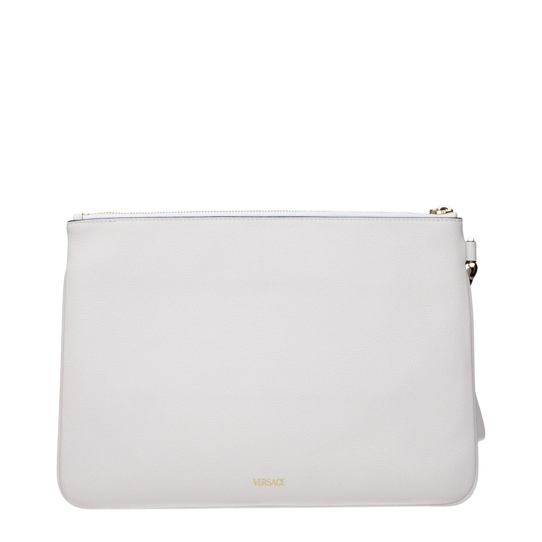White Leather Clutch Bag Versace