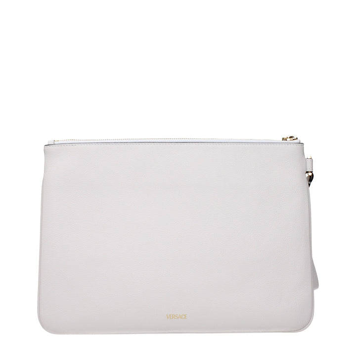 White Leather Clutch Bag Versace