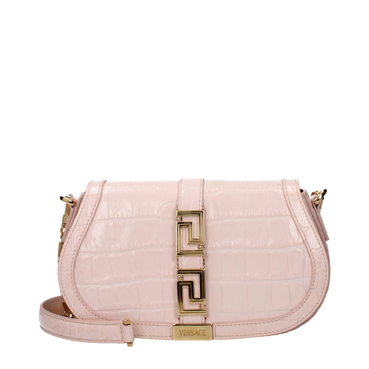 Pink Leather Shoulder Bag Versace
