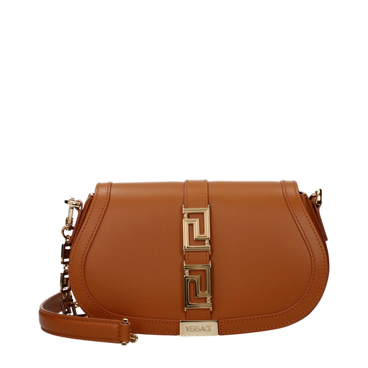 Brown Leather Shoulder Bag Versace