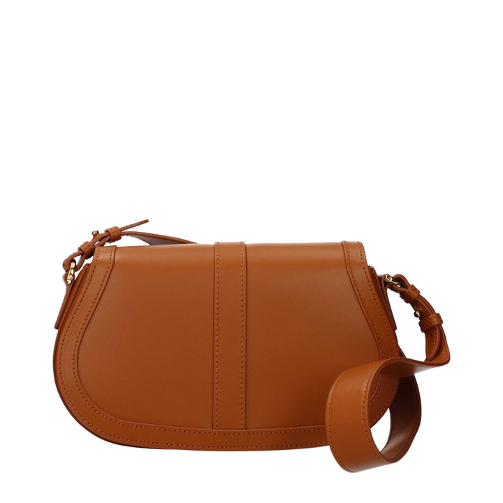 Brown Leather Shoulder Bag Versace