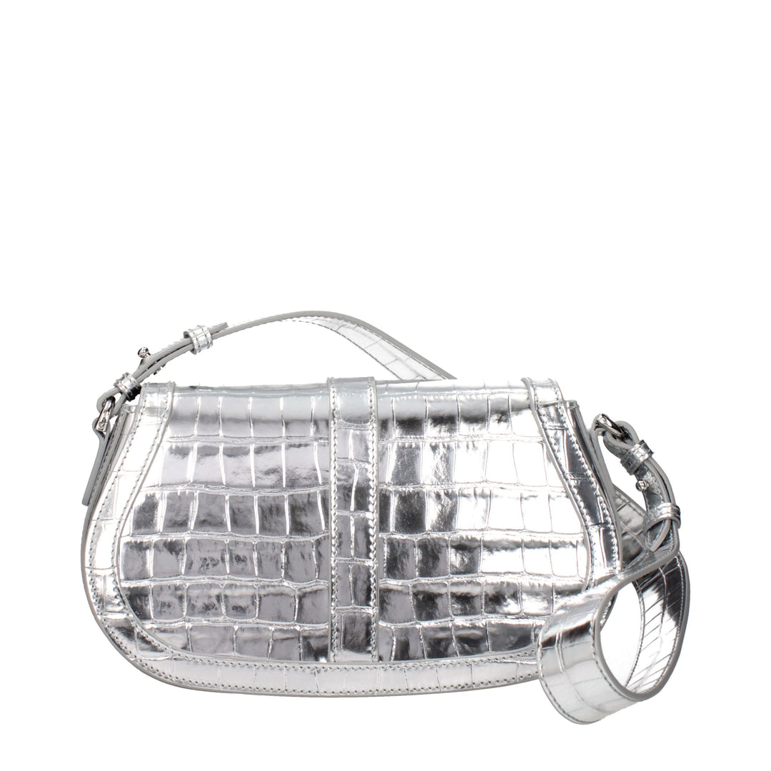 Gray Leather Shoulder Bag Versace