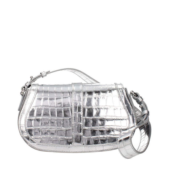 Gray Leather Shoulder Bag Versace