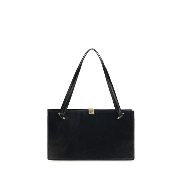 Black Calf Leather Bos Taurus Shoulder Bag Versace